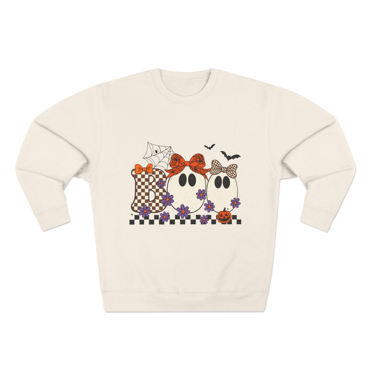 Ghost Family Crewneck Sweatshirt — Cute Plaid Halloween Ghosts with Bows