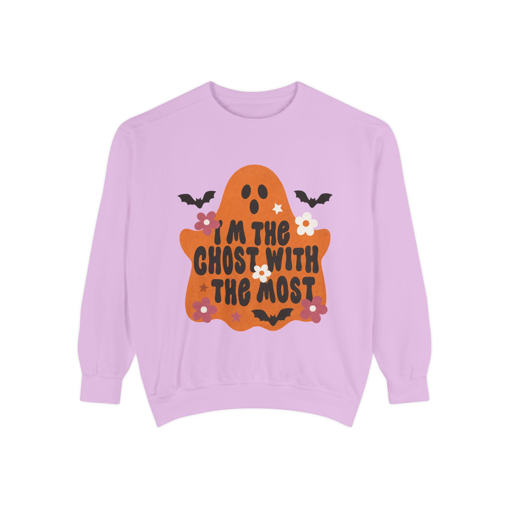 Halloween Ghost Sweatshirt — "I'm the Ghost With the Most" Cozy Crewneck