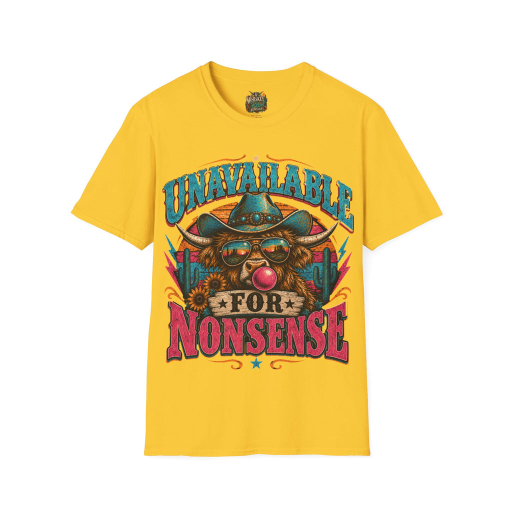 T-Shirt - "Unavailable for Nonsense" Retro Cowboy Skull Graphic Tee