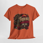 Trouble Looks Good On Me Tee - Western Cowgirl Skull Graphic T-Shirt