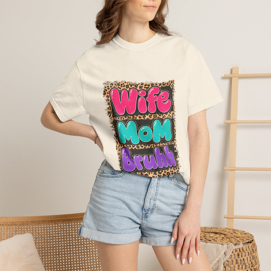 Wife Mom Bruhh T-Shirt — Leopard Skull Mom Graphic Tee