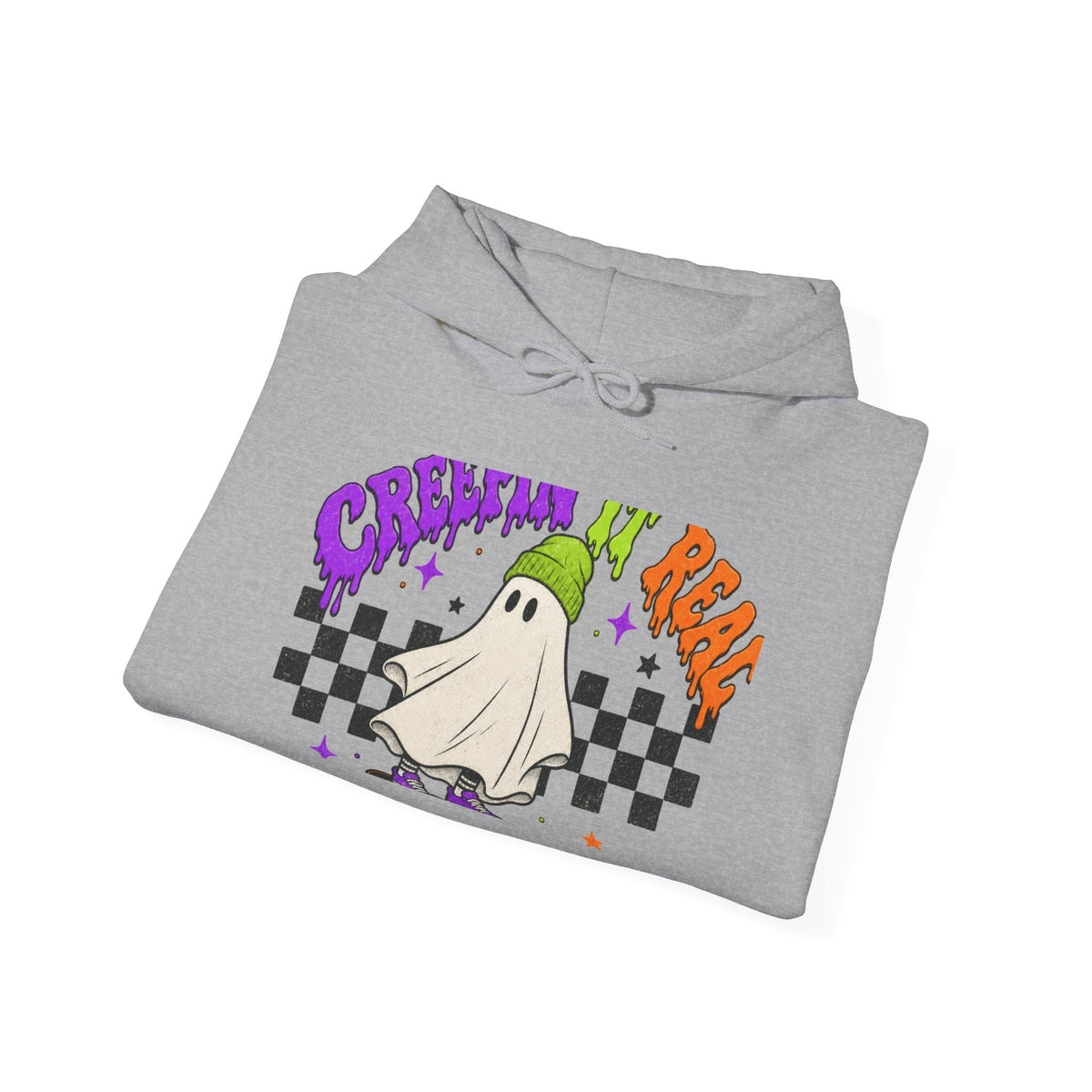 Ghost Skate Halloween Hoodie – 'Creepin' It Real' Graphic Sweatshirt