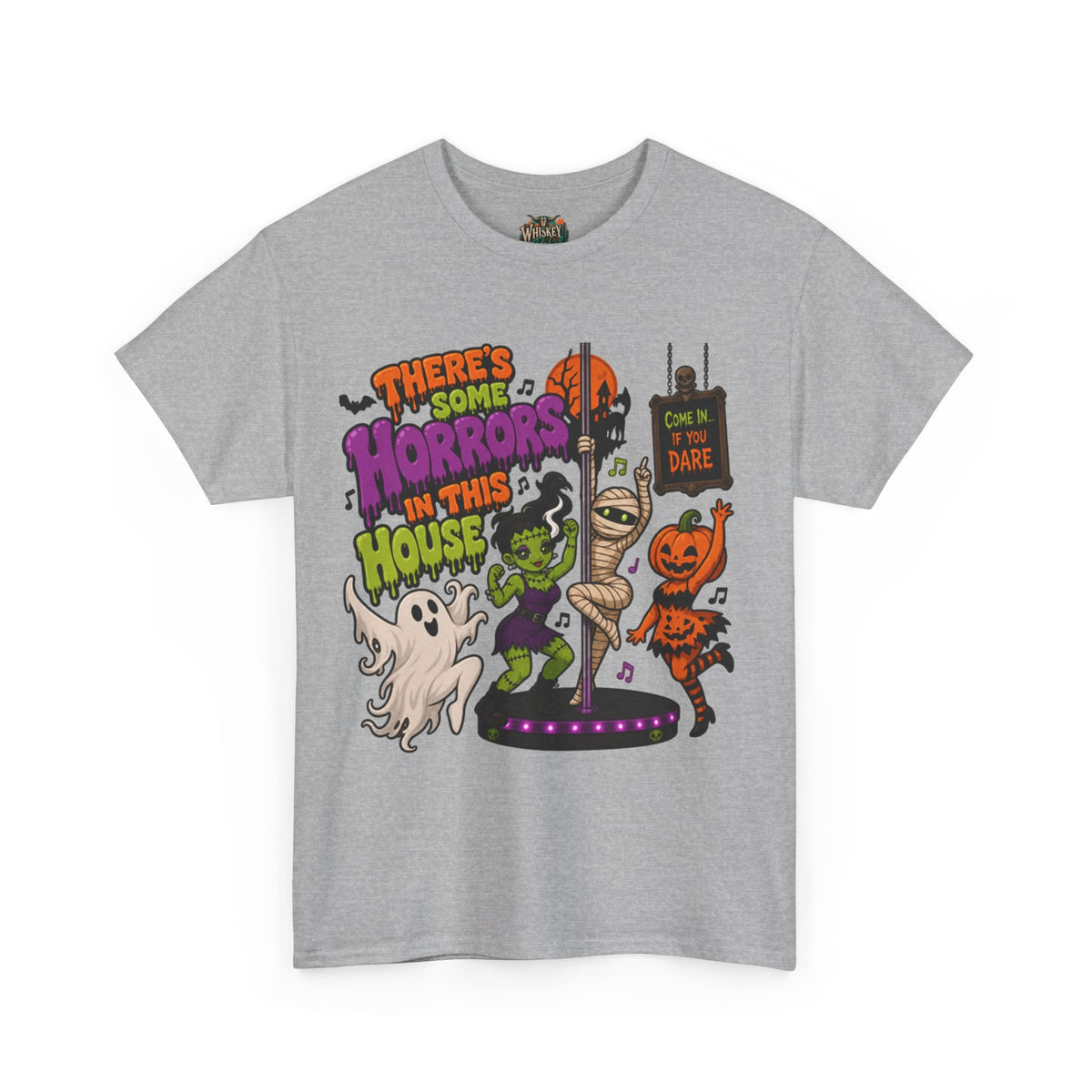 Halloween 'There's Some Horrors in This House' Tee — Dancing Mummy, Ghost & Pumpkin Shirt