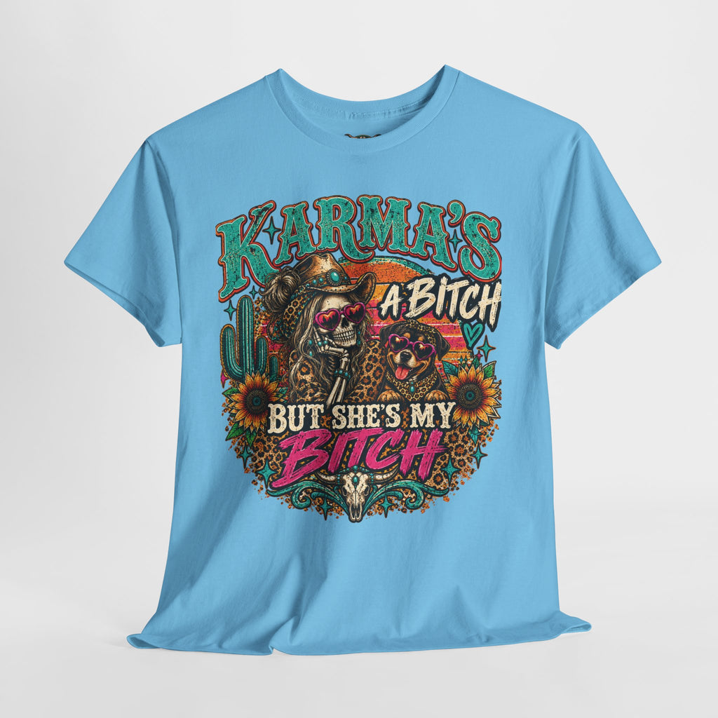 Karma’s a Bitch Skull Tee — 'What Goes Around Comes Around' Western Sunflower Tee