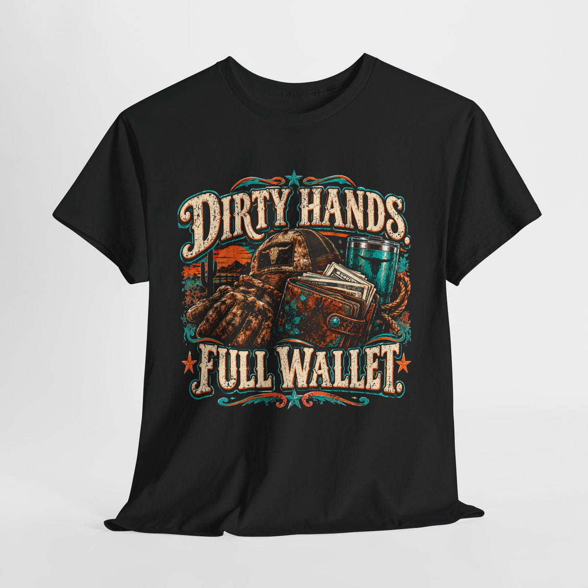 Dirty Hands Full Wallet T-Shirt — Mechanic & Tradesworker Vintage Workwear Tee