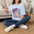 Halloween Ghost 'Boo' T-Shirt — Retro Checkered Purple Graphic Tee