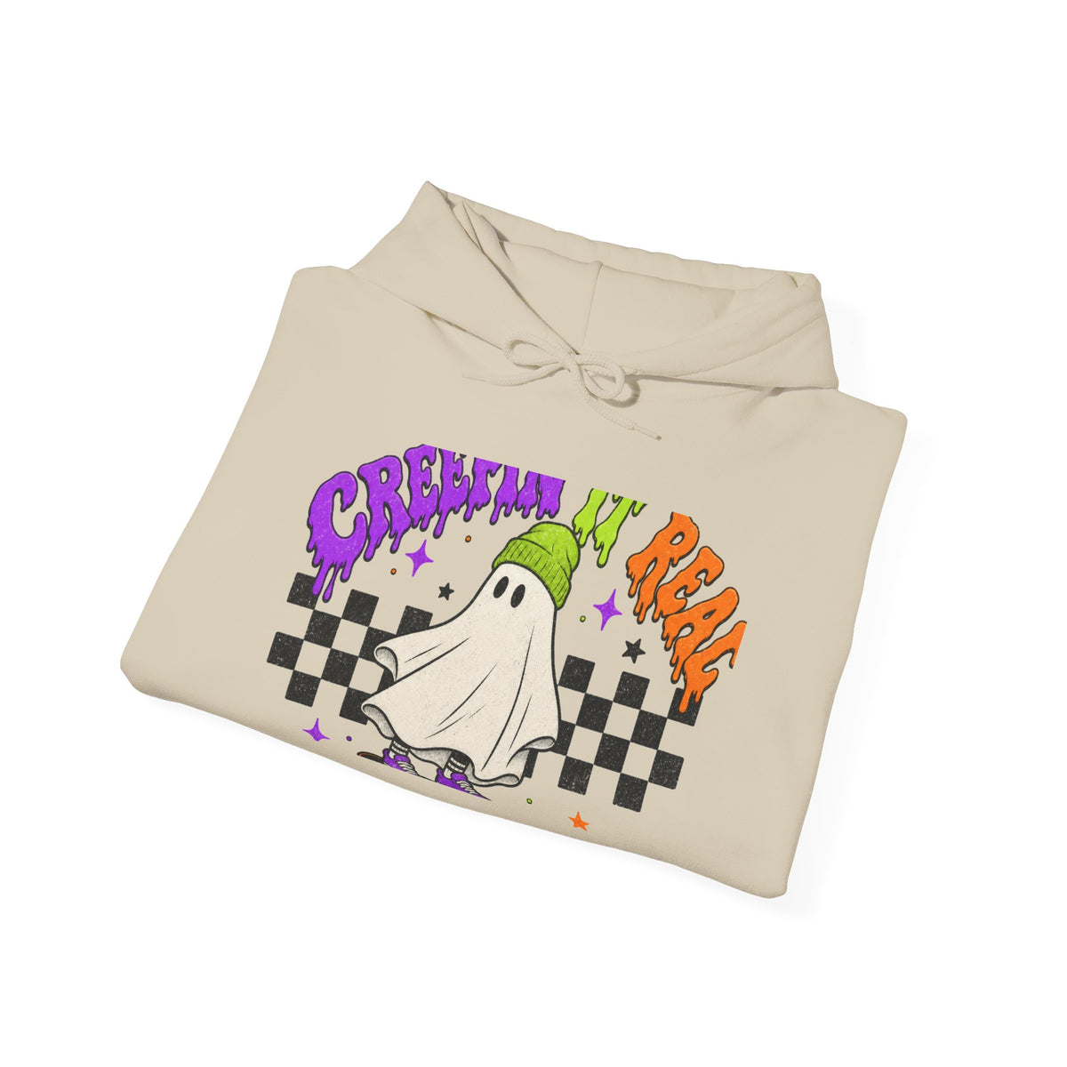 Ghost Skate Halloween Hoodie – 'Creepin' It Real' Graphic Sweatshirt