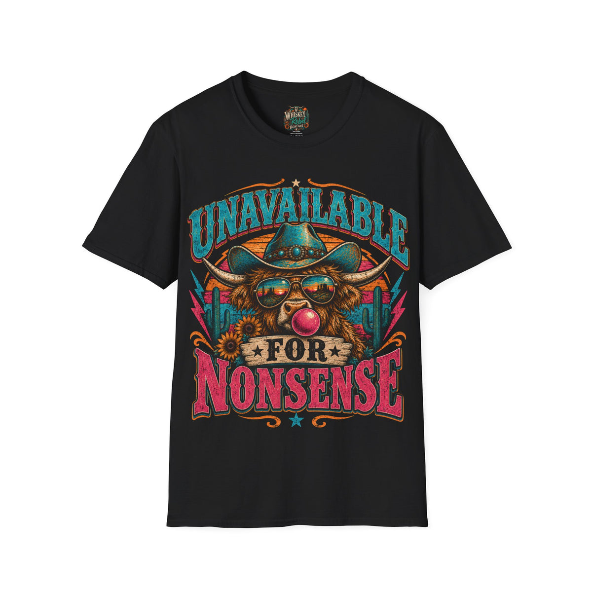 T-Shirt - "Unavailable for Nonsense" Retro Cowboy Skull Graphic Tee