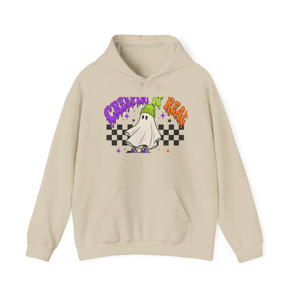 Ghost Skate Halloween Hoodie – 'Creepin' It Real' Graphic Sweatshirt