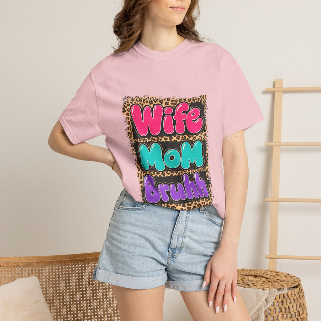 Wife Mom Bruhh T-Shirt — Leopard Skull Mom Graphic Tee