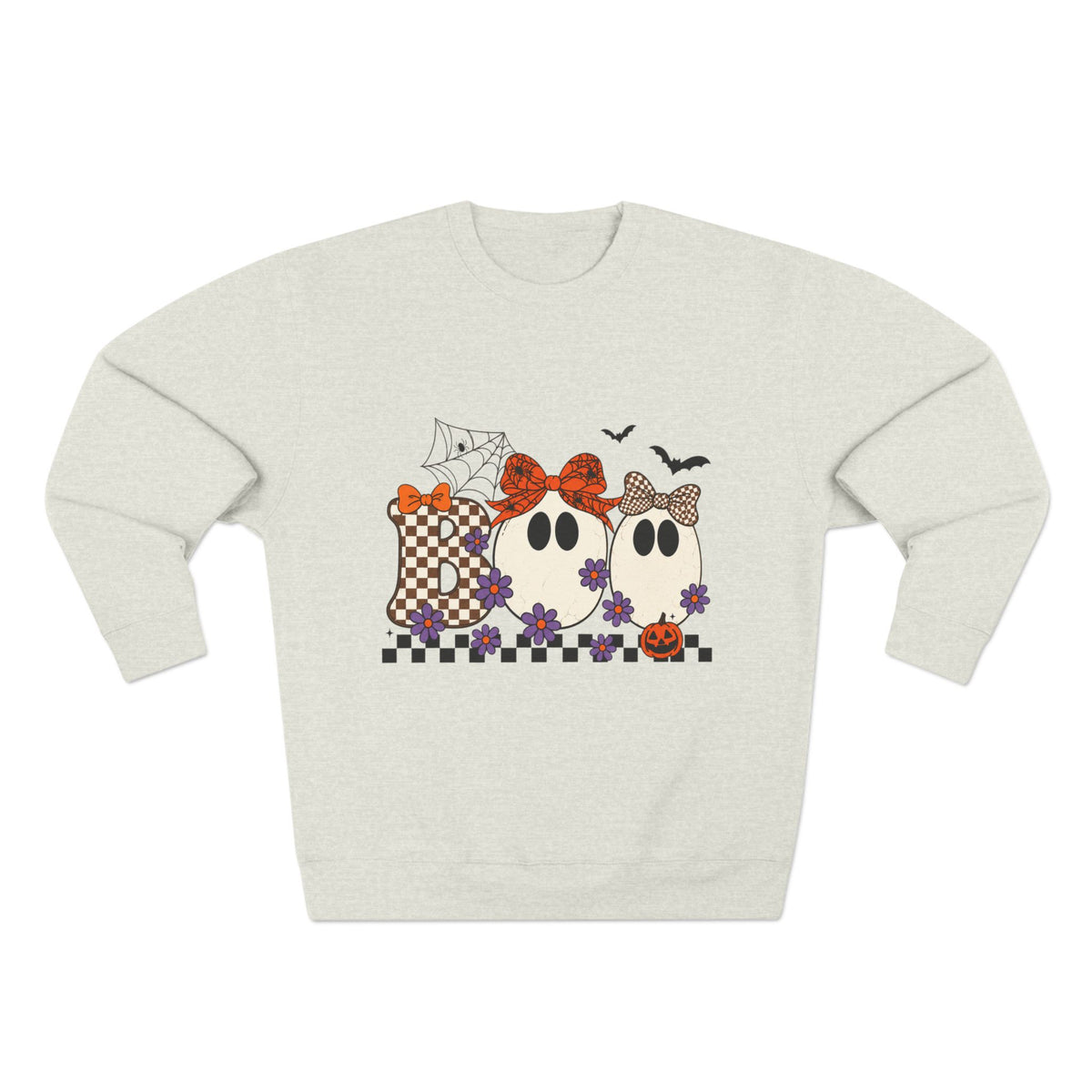 Ghost Family Crewneck Sweatshirt — Cute Plaid Halloween Ghosts with Bows