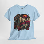 Trouble Looks Good On Me Tee - Western Cowgirl Skull Graphic T-Shirt