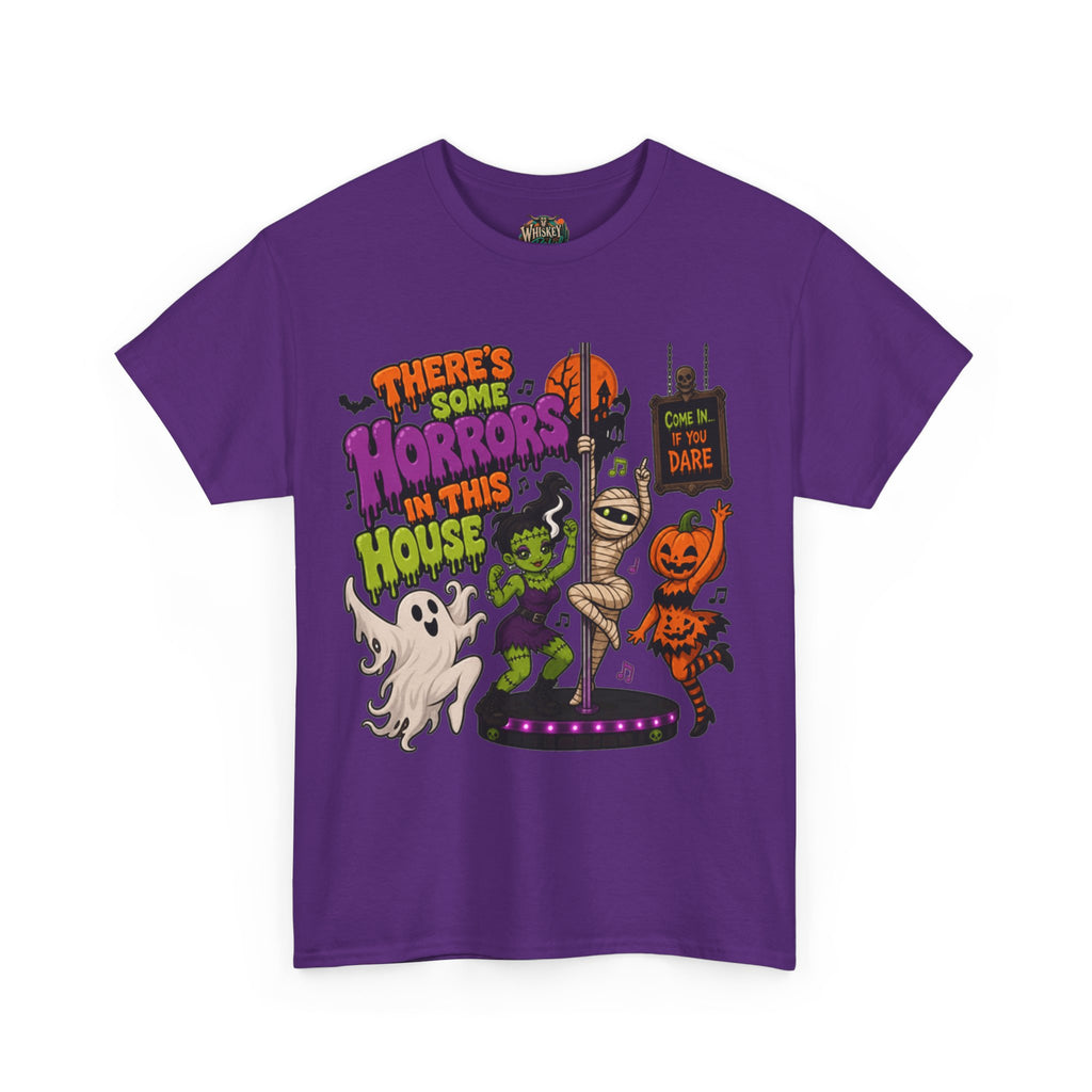 Halloween 'There's Some Horrors in This House' Tee — Dancing Mummy, Ghost & Pumpkin Shirt