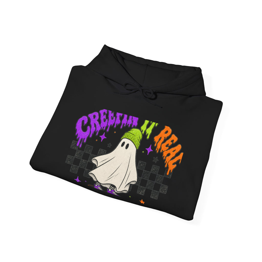 Ghost Skate Halloween Hoodie – 'Creepin' It Real' Graphic Sweatshirt