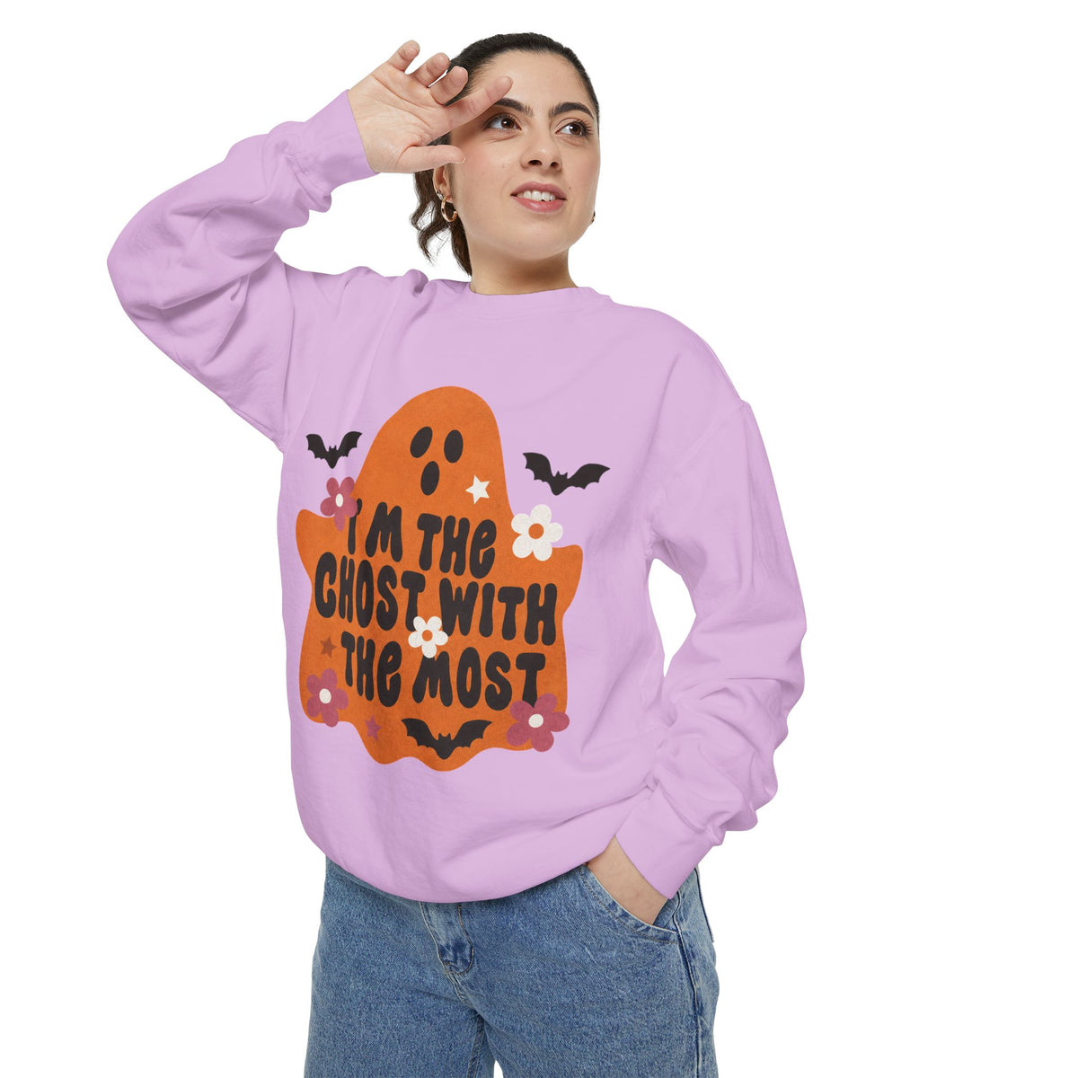 Halloween Ghost Sweatshirt — "I'm the Ghost With the Most" Cozy Crewneck