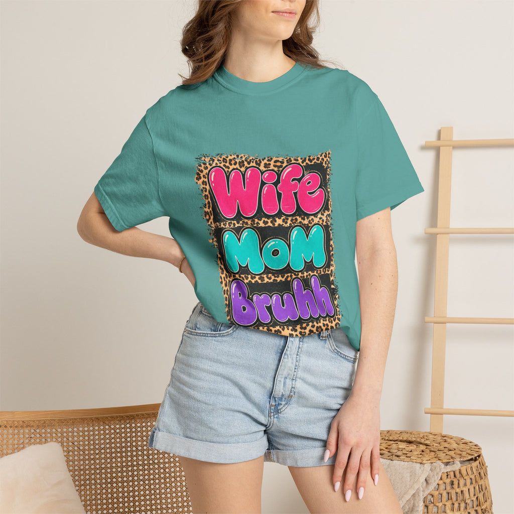 Wife Mom Bruhh T-Shirt — Leopard Skull Mom Graphic Tee