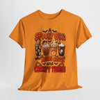 Spooky Girl Halloween Tee – "A Spooky Girl Who Needs Coffee and Creepy Things"