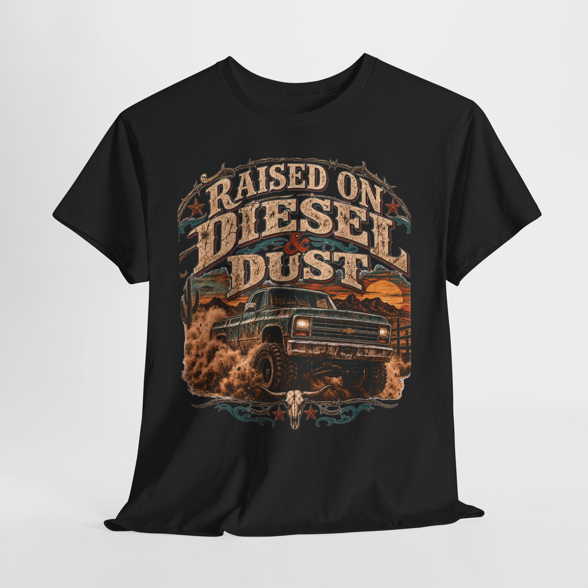 Raised on Diesel & Dust Tee — Vintage Truck Graphic T-Shirt