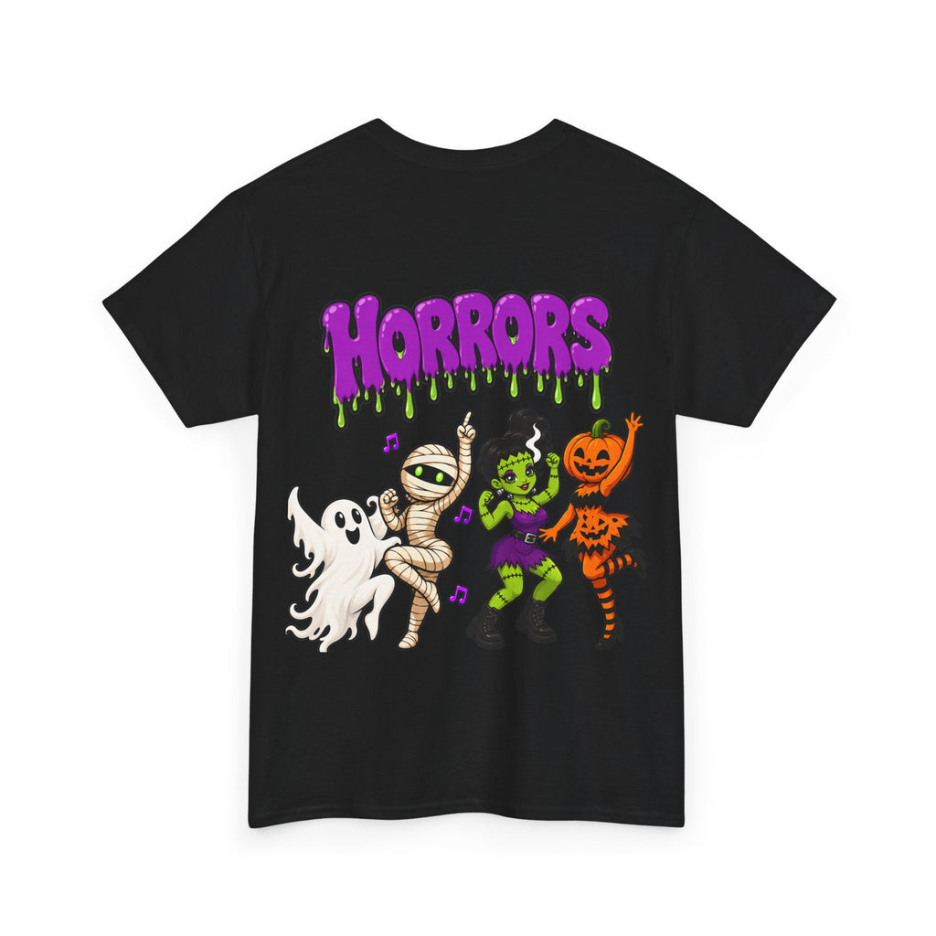 Halloween 'There's Some Horrors in This House' Tee — Dancing Mummy, Ghost & Pumpkin Shirt