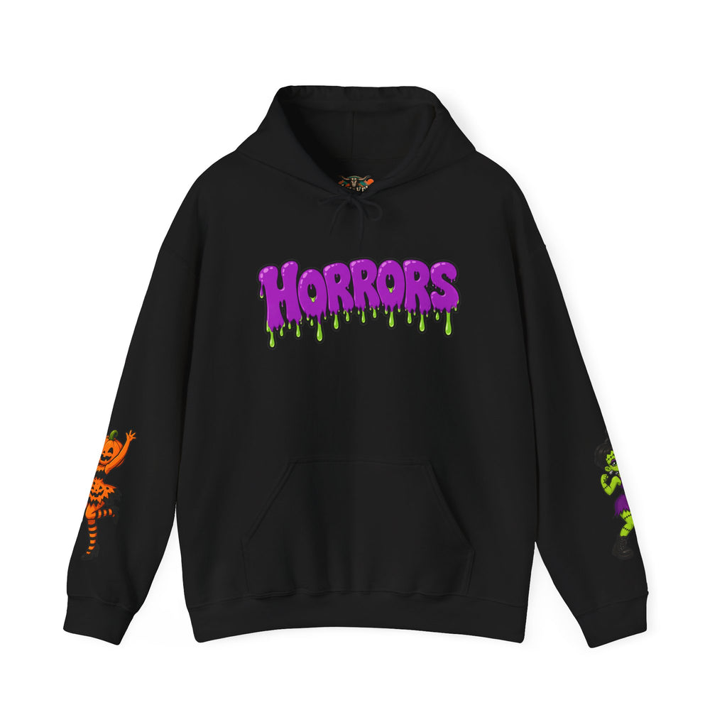 Horrors Halloween Hoodie — Spooky Ghosts, Pumpkins & Creepy Drip Design