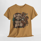 Raise Hell and Ride Hard Cowboy T-Shirt — Western Biker Rodeo Graphic Tee