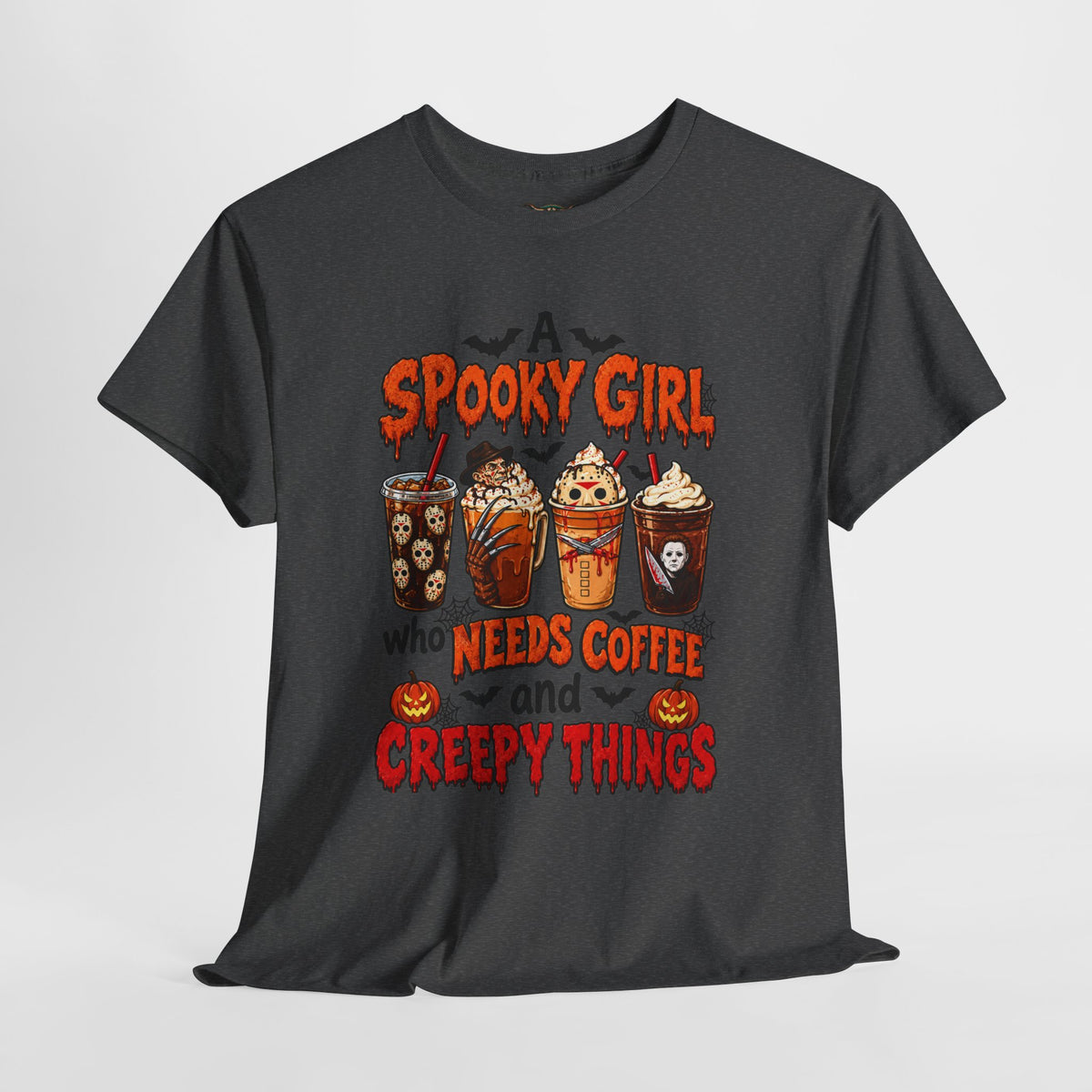 Spooky Girl Halloween Tee – "A Spooky Girl Who Needs Coffee and Creepy Things"