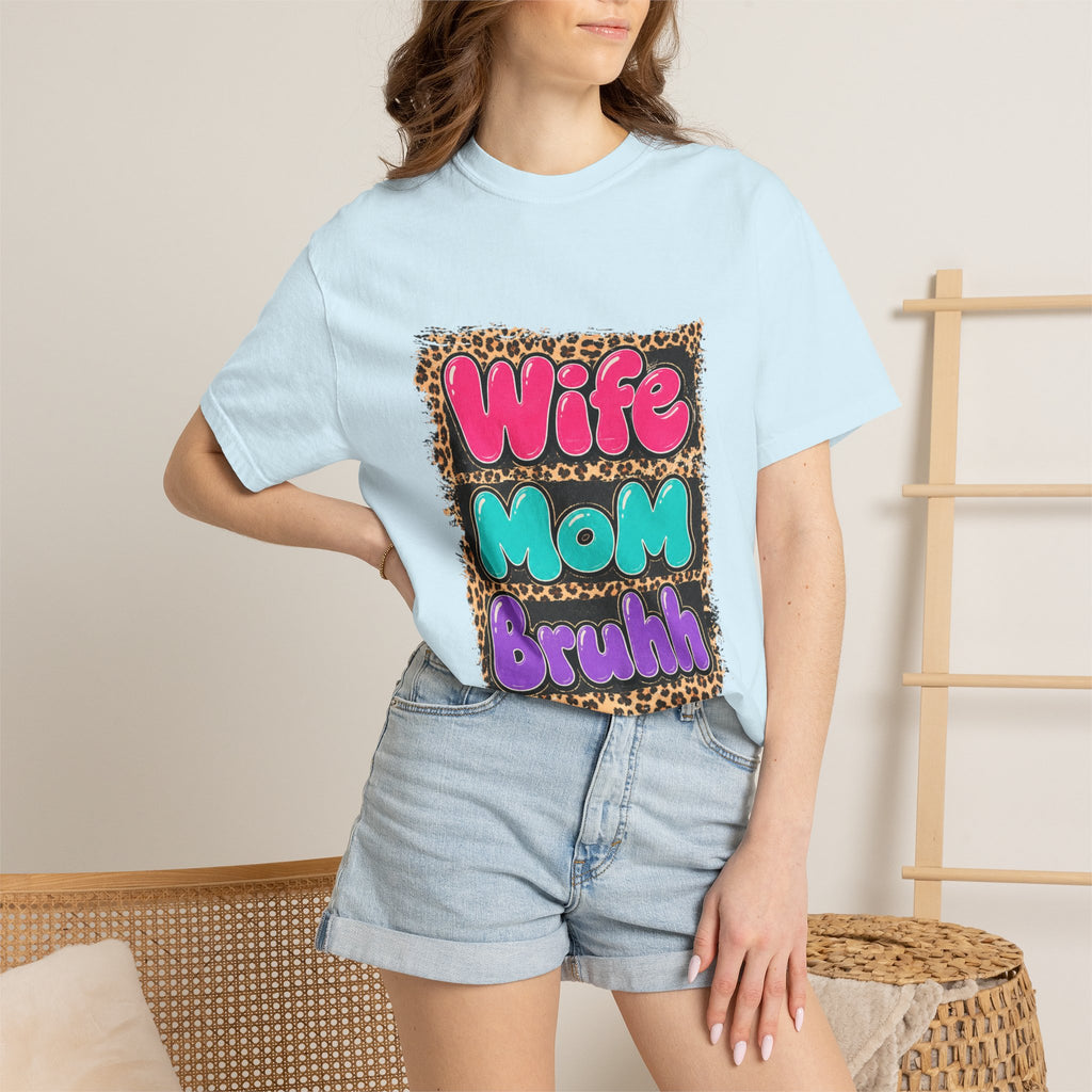 Wife Mom Bruhh T-Shirt — Leopard Skull Mom Graphic Tee