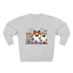Ghost Family Crewneck Sweatshirt — Cute Plaid Halloween Ghosts with Bows