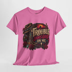 Trouble Looks Good On Me Tee - Western Cowgirl Skull Graphic T-Shirt