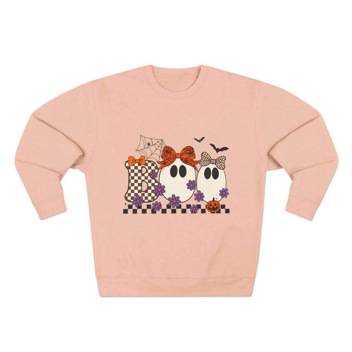 Ghost Family Crewneck Sweatshirt — Cute Plaid Halloween Ghosts with Bows