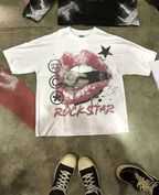 Rockstar Streetwear White Cotton Tee Casual Wardrobe Essential True To Size For Confident Everyday Style